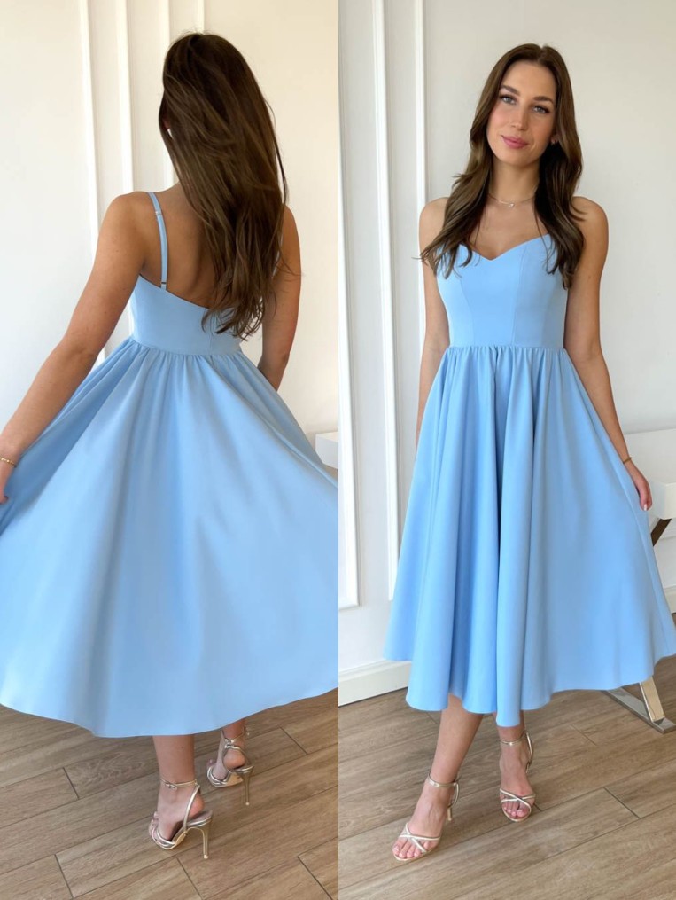 Lover sukienka błękitna niebieska midi rozkloszowana