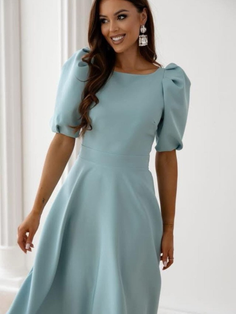 Viki2 sukienka midi z kokardką w kolorze pistacjowym