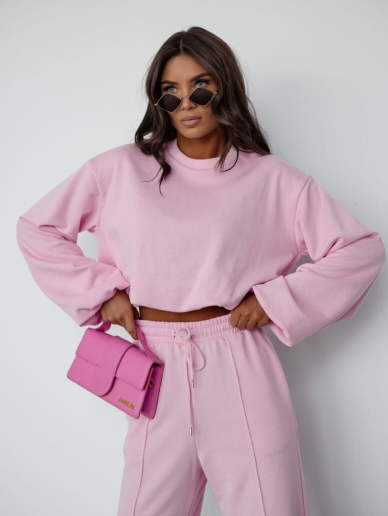  Lotus Bawełniany Komplet Dresowy W Kolorze Pudrowym