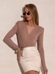 LIVI wiskozowe zakładane body z różą w kolorze cappuccino