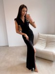 Ariella2 lycrowana długa czarna sukienka bez rękawa