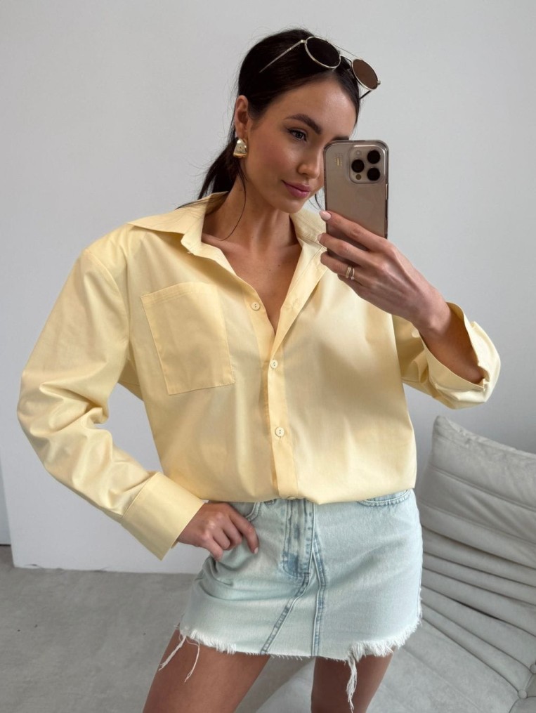  Calista  żółta Koszula Damska Z Długim Rękawem