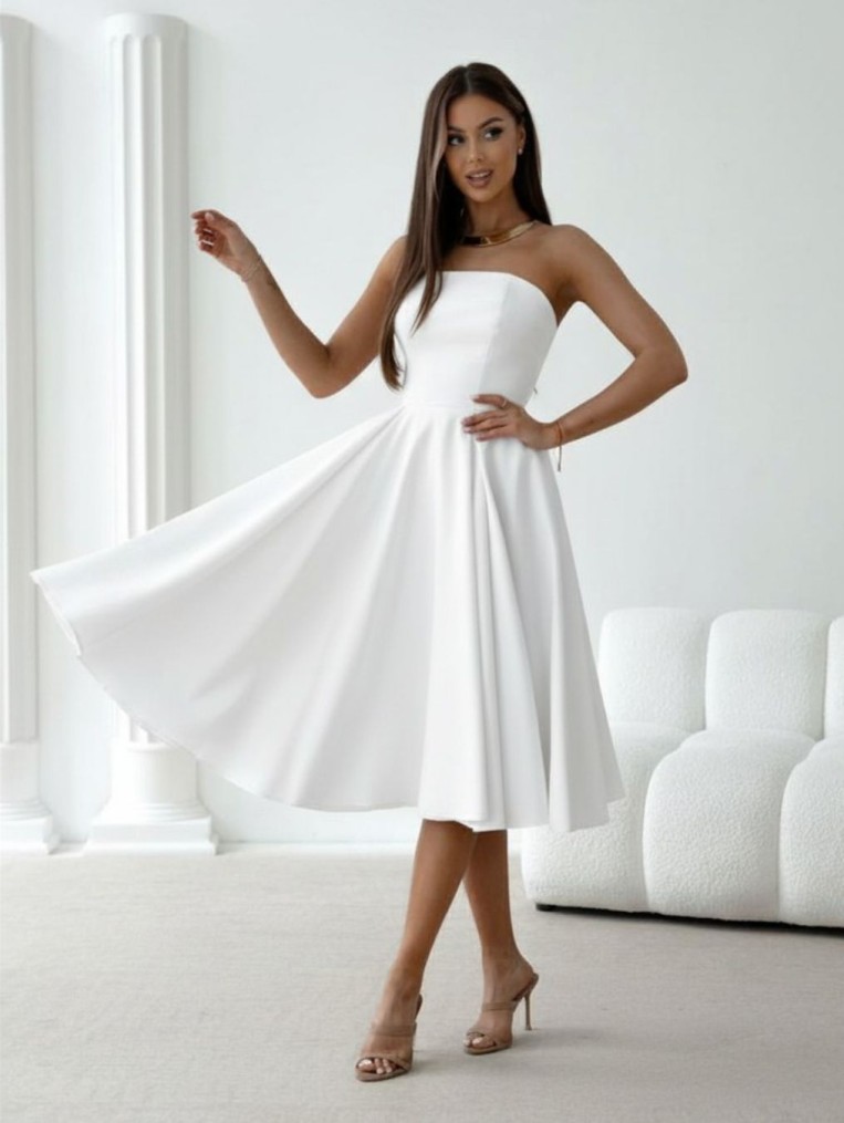 Beauty biała gorsetowa sukienka midi