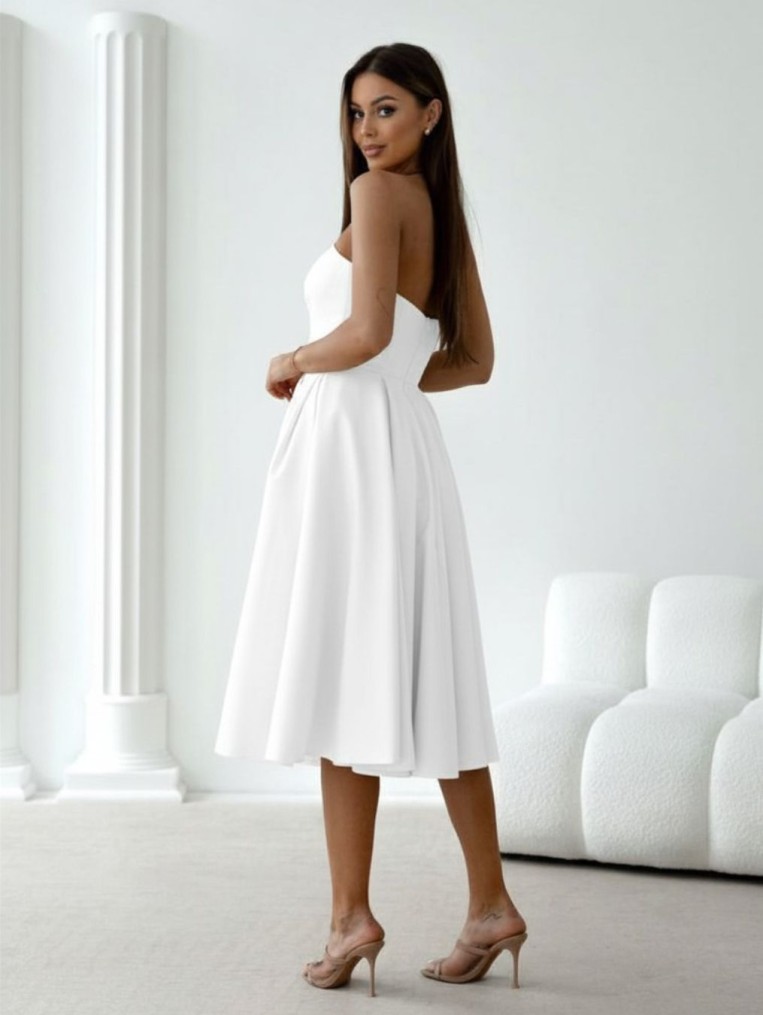 Beauty Biała Gorsetowa Sukienka Midi