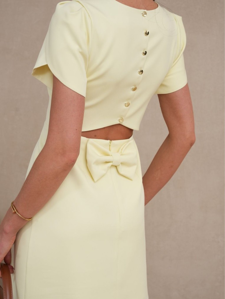  Bianca żółta Sukienka Mini Elegancka Z Wycięciem Na Plecach