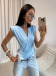  Livi2 wiskozowe zakładane body z różą w kolorze błękitnym bez rękawa