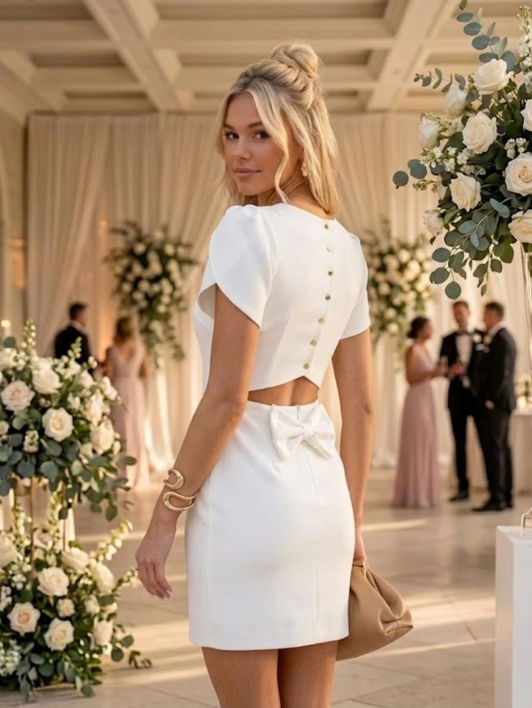  Bianca Sukienka Biała Mini Elegancka