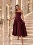 Cleo burgundowa elegancka midi sukienka 